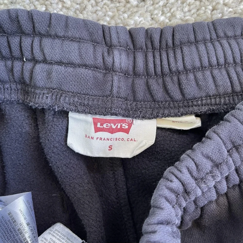 Levi's Sweatpants Mens Small Navy Fleece Elastic Waist Pockets Tapered Logo